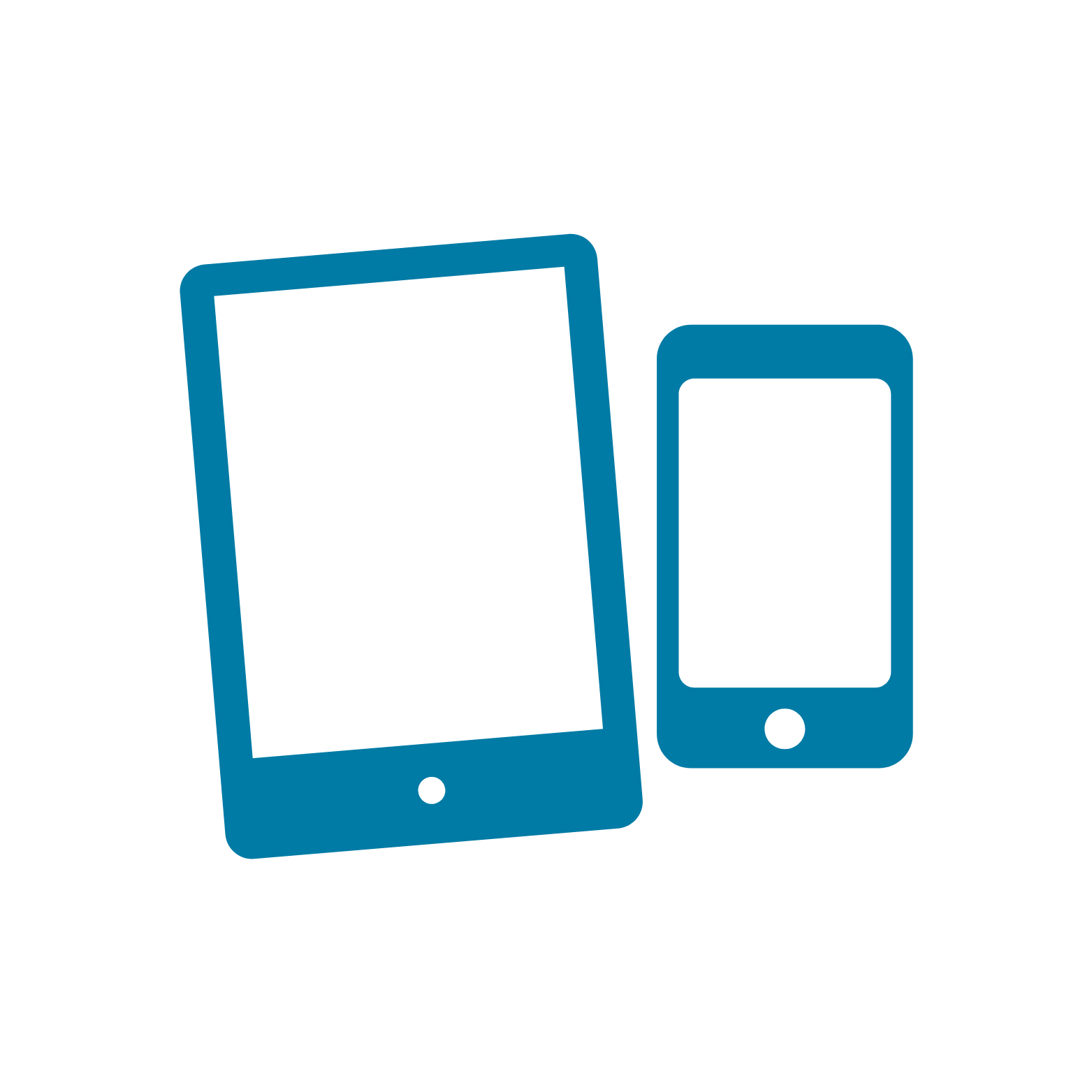 Icon: Ein Smartphone und ein Tablet nebeneinander.