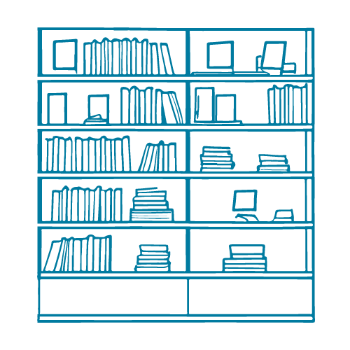 Icon: Auf dem Bild ist ein Bücherregal zu sehen