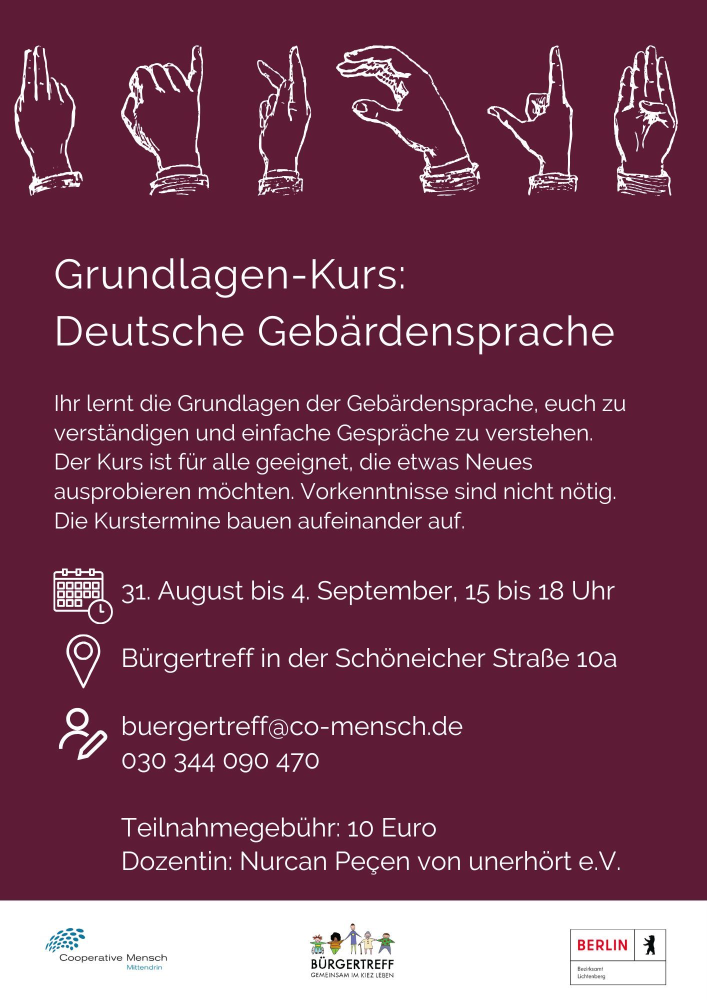 Flyer mit Informationen zum DGS-Kurs